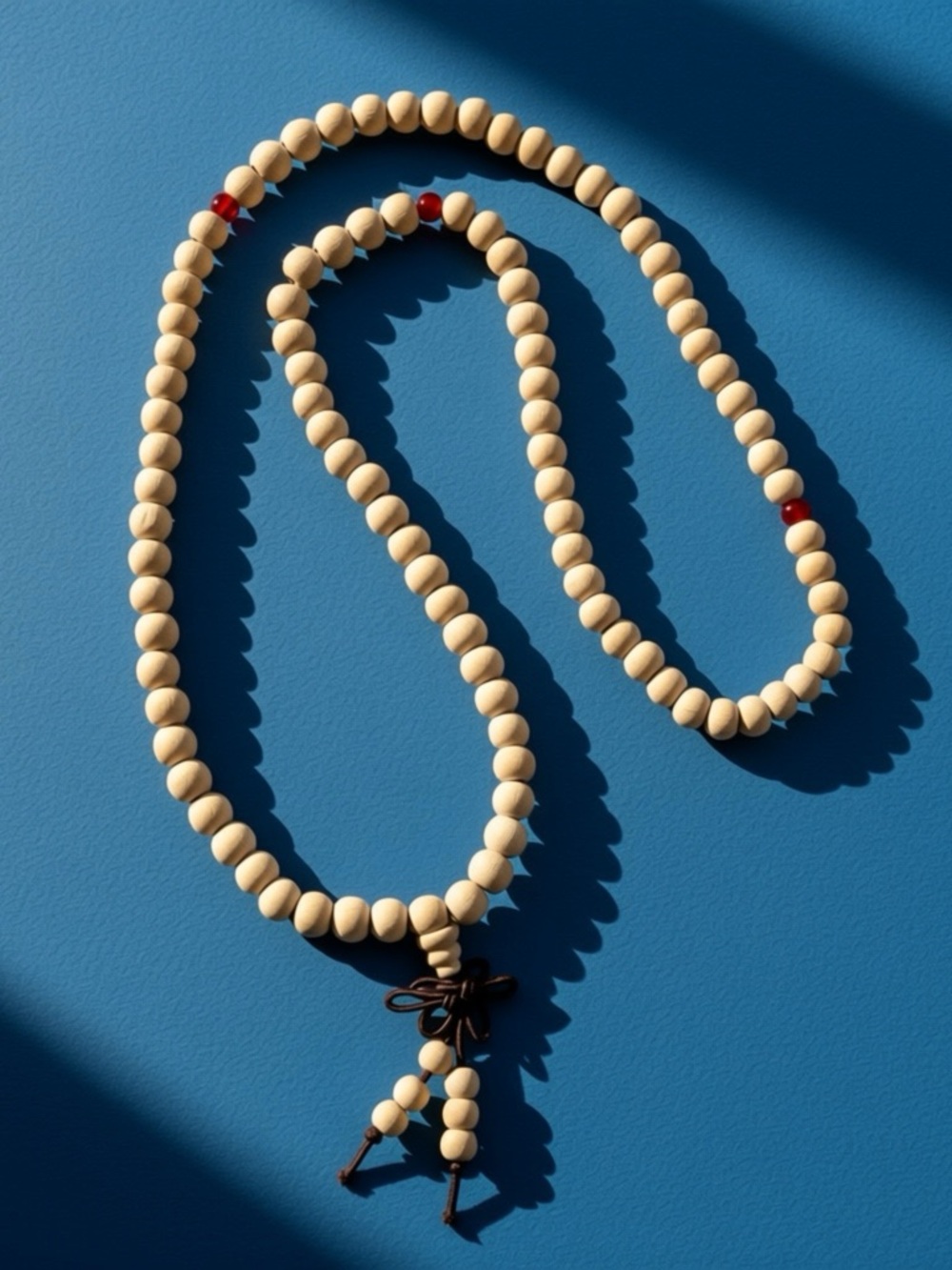 Ivory Path Studio Series 108 Bead Wood Mala Stretch Necklace Wrap Bracelet